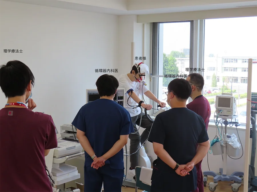 循環器内科の医師が立ち合いのもと、安全にCPXを実施